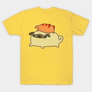 Little Orange Tabby and Pug T-Shirt